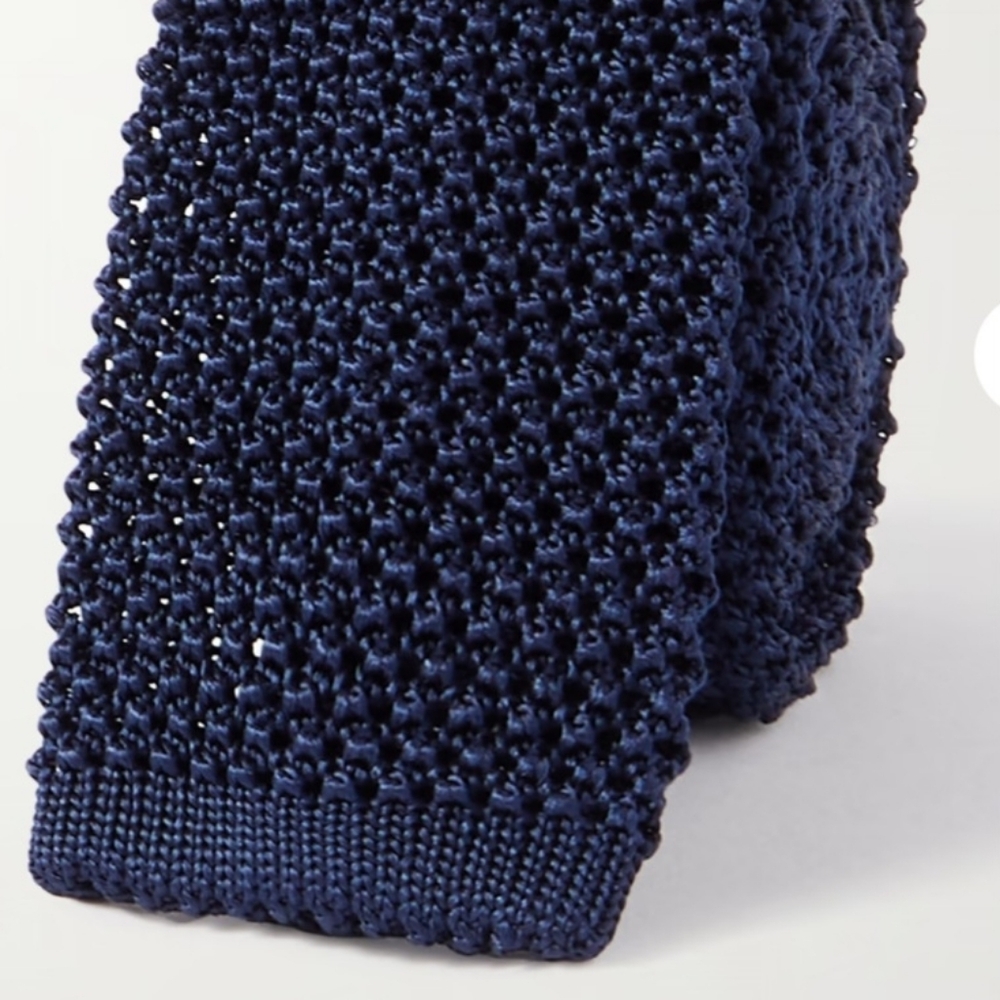 Charvet Deep Blue Silk Knit Tie Italy